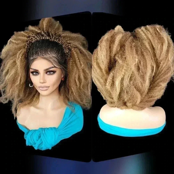 braided wigs, 100% handmade, chic short afro style, gorgeous, vibrant colors NWT - Picture 1 of 15